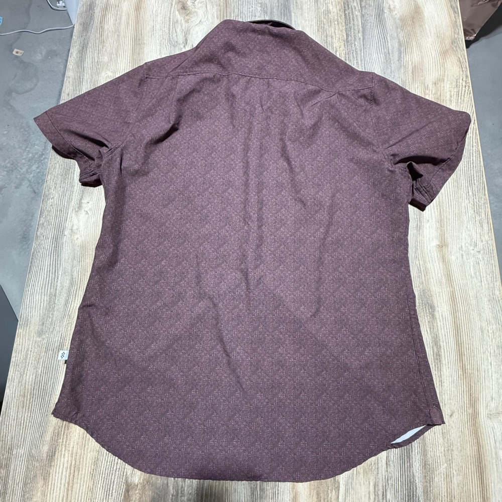 7 Diamonds Liberty Shirt Burgundy Geometric Stretch Minimalist - Picture 2 of 5